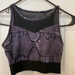 Superdry high neck snakeskin mesh sports bra